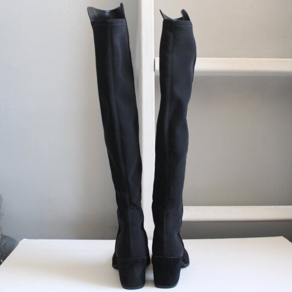 Stuart Weitzman Black Above The Knee Suede Microstretch City Block Boots sz 7.5 - Picture 3 of 9